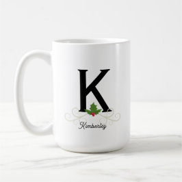 Taza De Café Elegantes Navidades Monograma Mug