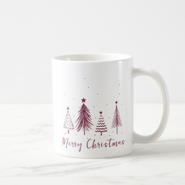 Taza De Café Elegantes Navidades Pine Tree Merry Christmas (Derecha)