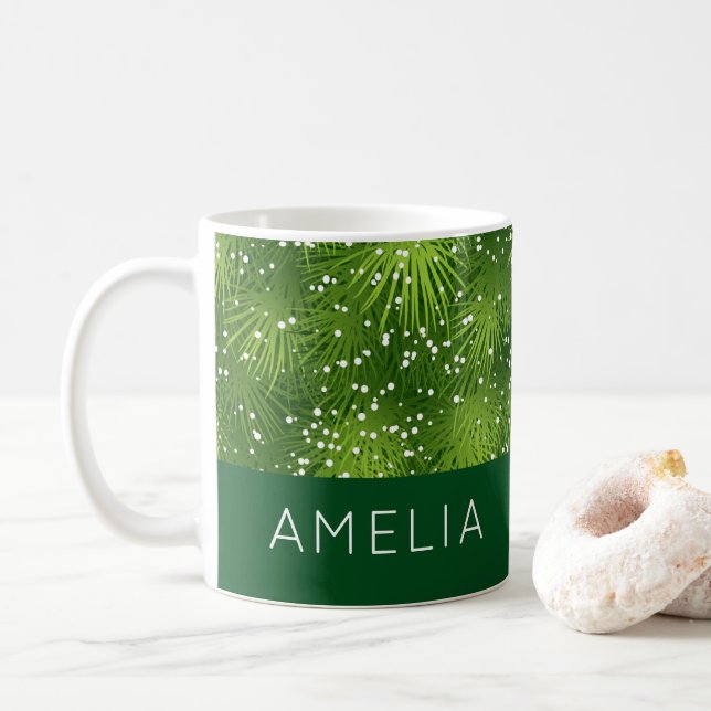 Taza De Café Elegantes Navidades verdes (Con donut)
