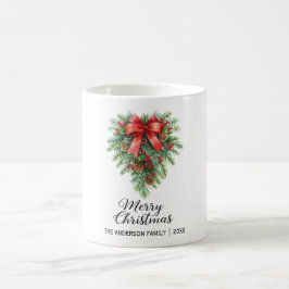 Taza De Café Elegantes Navidades Wreath Holiday