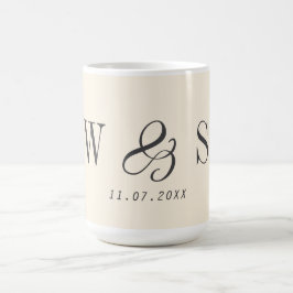 Taza De Café Elegantes parejas de bodas iniciales crema natural