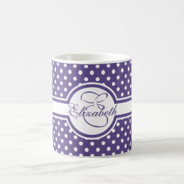 Taza De Café Elegantes puntos de polka blanca en un monograma u