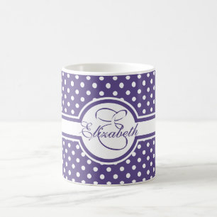 Taza De Café Elegantes puntos de polka blanca en un monograma u