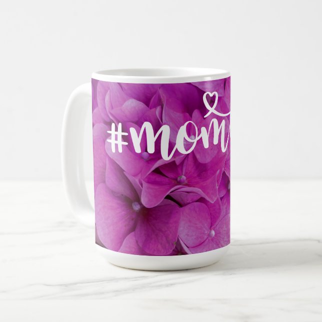 Taza De Café Elegantes rosas de hortensias florales de magenta  (Anverso izquierdo)
