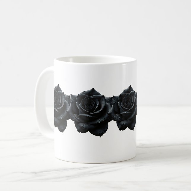 Taza De Café Elegantes Rosas negros Coffee Mug (Anverso izquierdo)