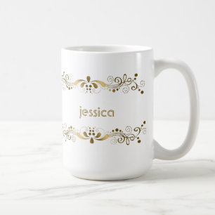 Taza De Café Elegantes Swirls Gold