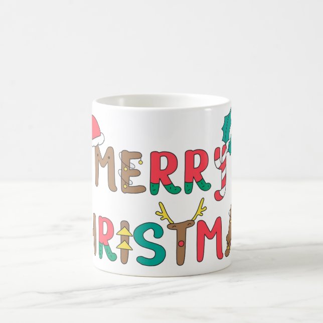 Taza De Café Elemento de palabra Feliz Navidad (Centro)