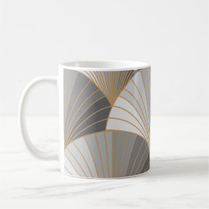 Taza De Café Elementos grises con contorno de oro. patrón impec