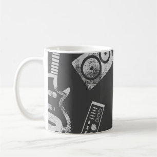 Taza De Café Elementos musicales: fondo inmaculado vintage.