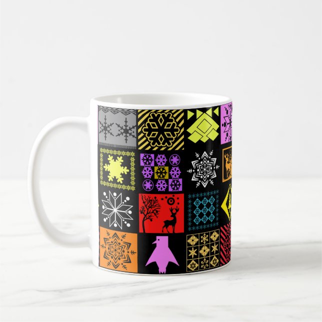 Taza De Café Elementos navideños sin fisuras copo de nieve geom (Izquierda)