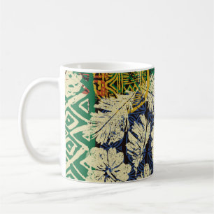 Taza De Café Elementos tribales hawaianos y parche de tela hibi