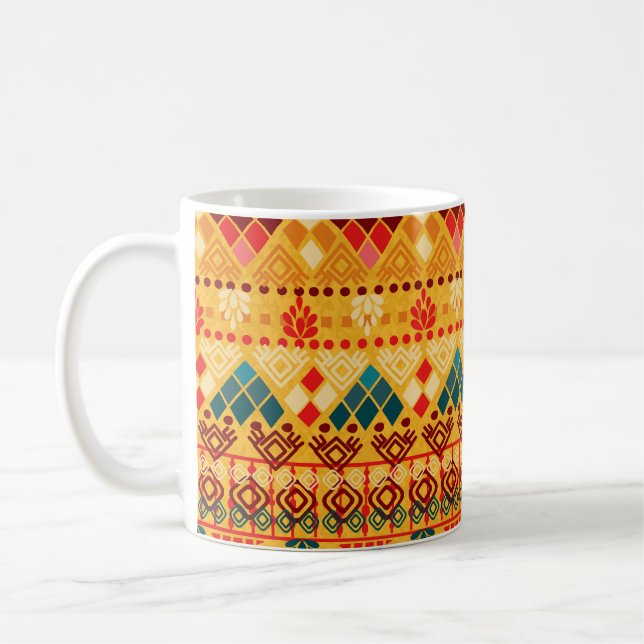 Taza De Café Elementos tribales, versátil patrón transparente. (Izquierda)