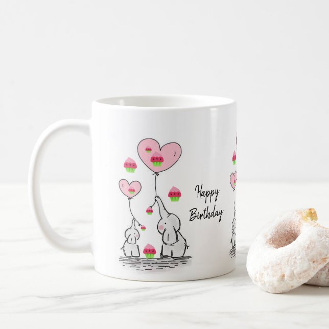 Taza De Café Elephant Mug Happy Birday Mug (Con donut)