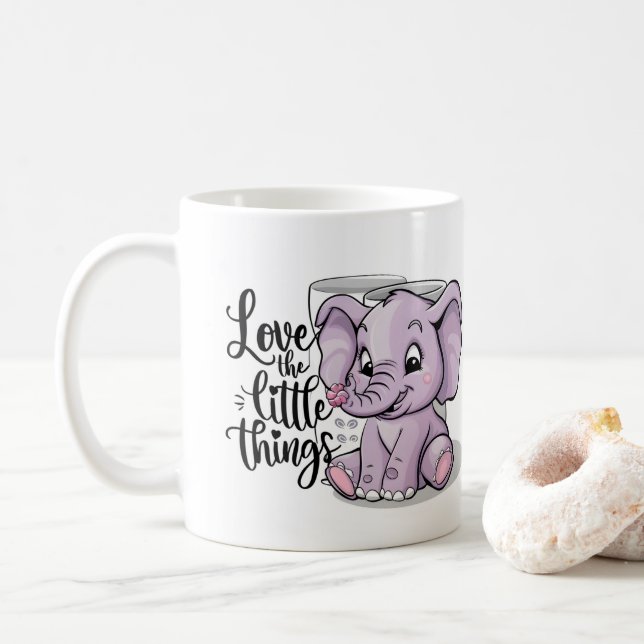 Taza De Café elephant mugs purple cute (Con donut)