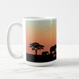 Taza De Café Elephant Silhouette de Safari Africano Sunset