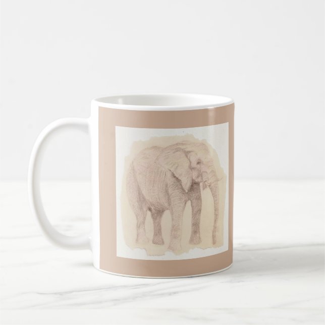 Taza De Café Elephant Sketch Art (Izquierda)