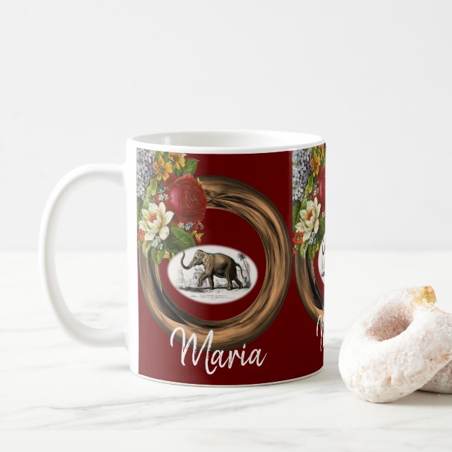 Taza De Café Elephant Victorian Floral Mug (Con donut)
