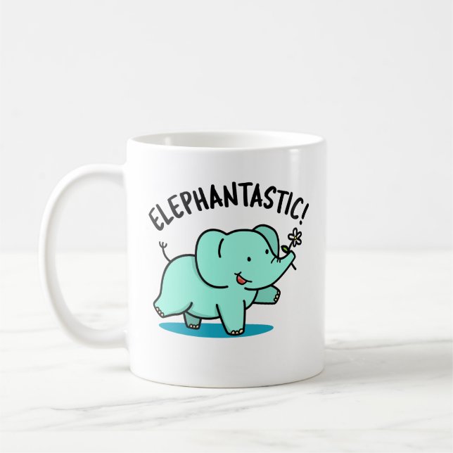 Taza De Café Elephantastic Funny Elephant Pun (Izquierda)