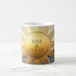 Taza De Café Elevar y brillar la estrella dorada geométrica ele