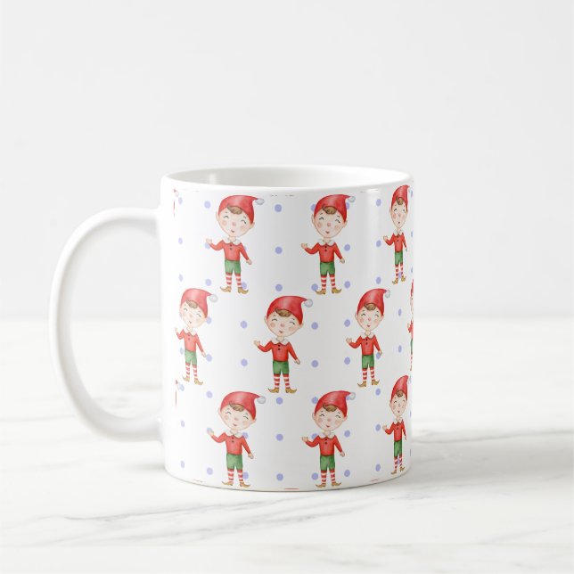 Taza De Café Elf alegre: Navidades de niños personalizados enfr (Izquierda)