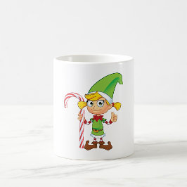Taza De Café Elf Chica Con Candy Cane