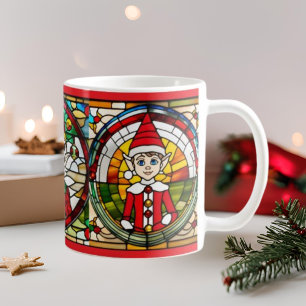 Taza De Café Elf en repisa tira de Navidades de arte de cristal