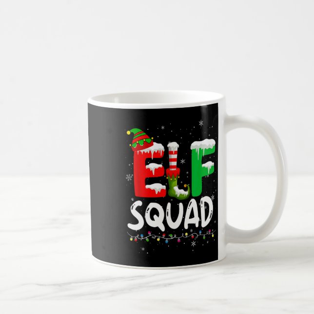 Taza De Café Elf Family Christmas Matching Pajamas Xmas Elf Squ (Derecha)