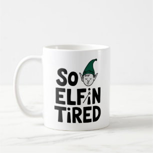 Taza De Café Elf lindo y cansado - Edición navideña