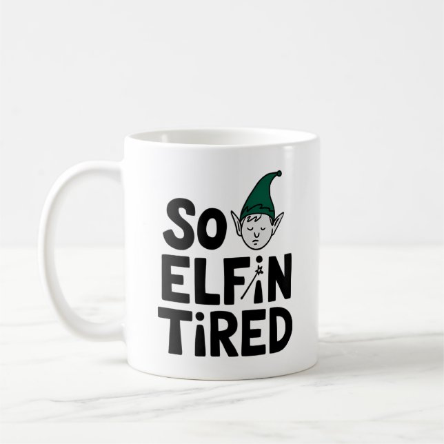 Taza De Café Elf lindo y cansado - Edición navideña