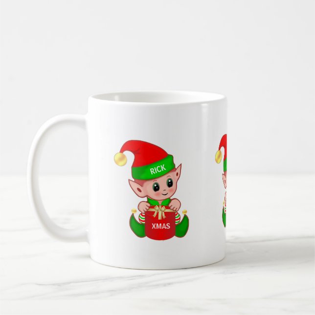 Taza De Café Elfo de Navidad lindo (Izquierda)