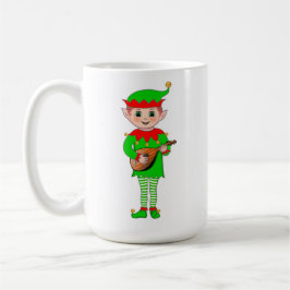 Taza De Café Elfo musical de Navidad y monograma