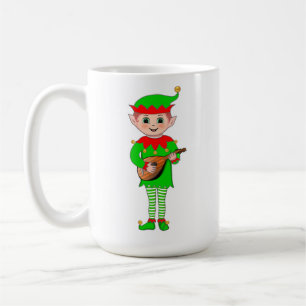 Taza De Café Elfo musical y monograma de Navidad