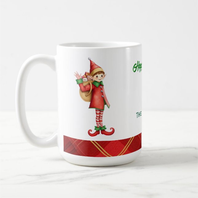 Taza De Café Elfos Pequeños Lindos - Navidad Personalizada  (Izquierda)