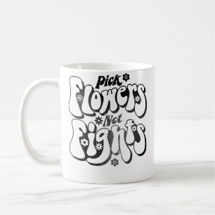 Taza De Café Elige Flores No Luchas Vintage Paz 70S