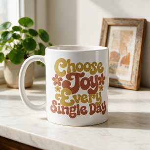 Taza De Café Elige la alegría todos los días cita retro groovy