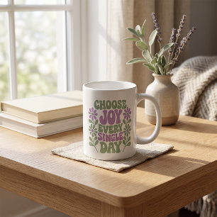 Taza De Café Elige la Alegría Todos los Días Sage Lavanda