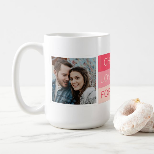 Taza De Café Elijo amarte por siempre Personalizado de fotos (Con donut)