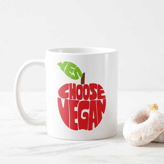Taza De Café Elijo el Vegan - Tipografía de Apple (Con donut)