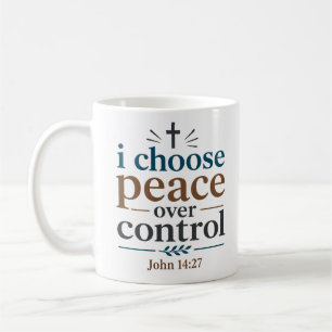 Taza De Café Elijo la paz sobre el control cita cristiana moder