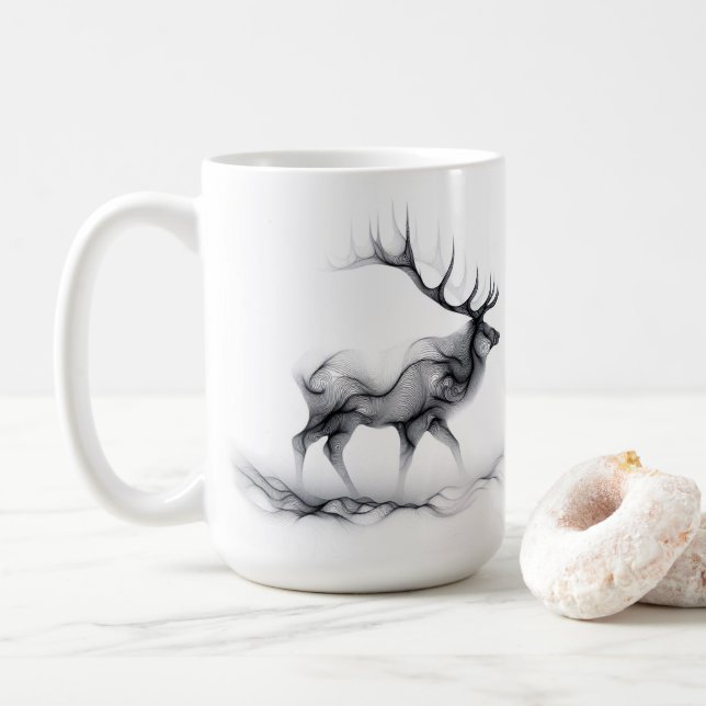 Taza De Café Elk Deer Stag Silhouette Mug (Con donut)
