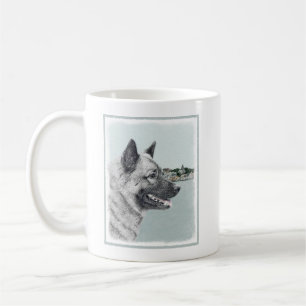Taza De Café Elkhound noruego en pintura de aldea - Arte de per