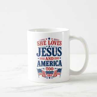 Taza De Café Ella Ama a Jesús y América También