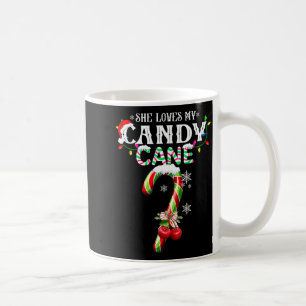 Taza De Café Ella ama mi bastón de caramelo Me gusta su Navidad