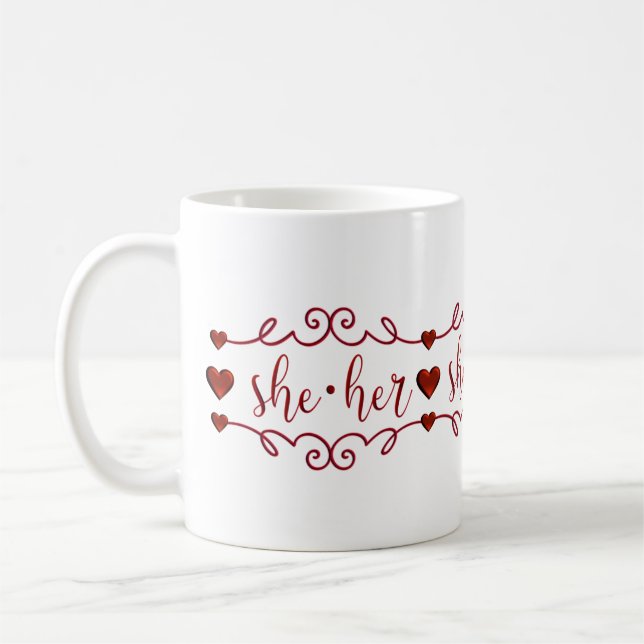 Taza De Café Ella en Doodles Rojos Fancy (Izquierda)