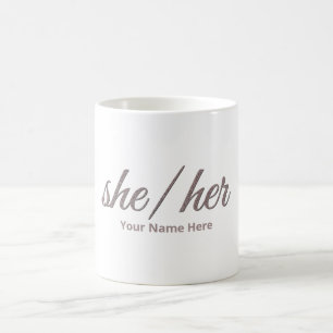 Taza De Café Ella en letra manuscrita