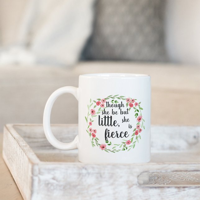 Taza De Café Ella es feroz | Cita floral (Subido por el creador)