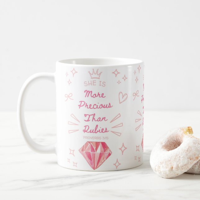 Taza De Café Ella es más preciosa que la fe cristiana rubia (Con donut)