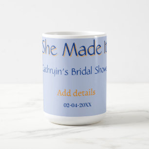 Taza De Café ella lo hizo ducha nupcial azul naranja elegante t
