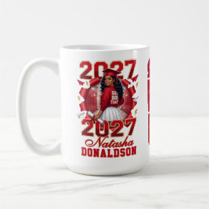 Taza De Café Ella Lo Hizo Graduada Femenina Negra Rojo Dorado 2