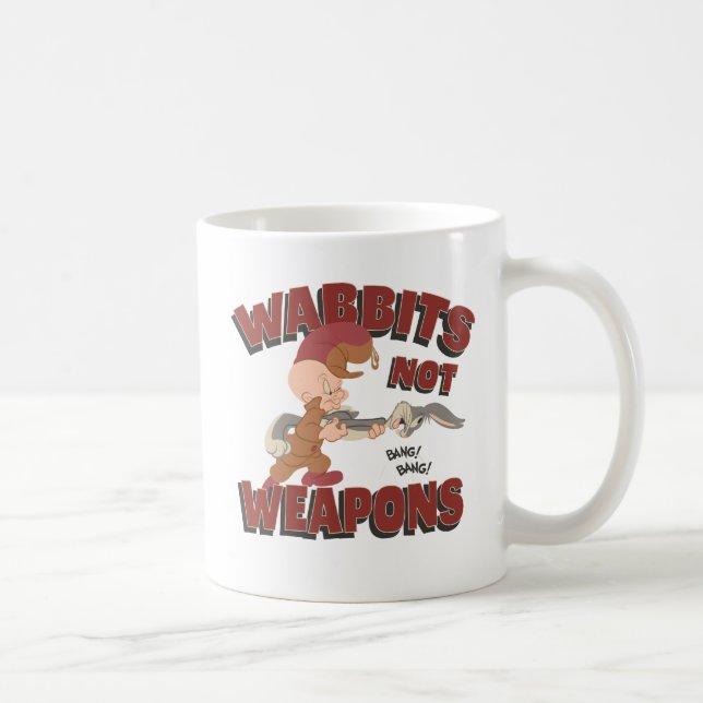Taza De Café ELMER FUDD™ & BUGS BUNNY™ "Conejos No Son Armas" (Derecha)
